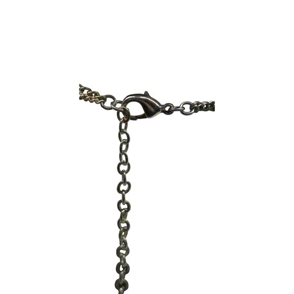 Vintage Emerald Tassel Pendant Necklace Silver Chain Boho Chic Layering Accessor - Picture 3 of 5